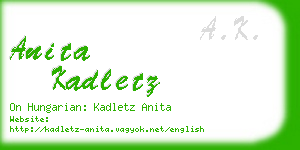 anita kadletz business card